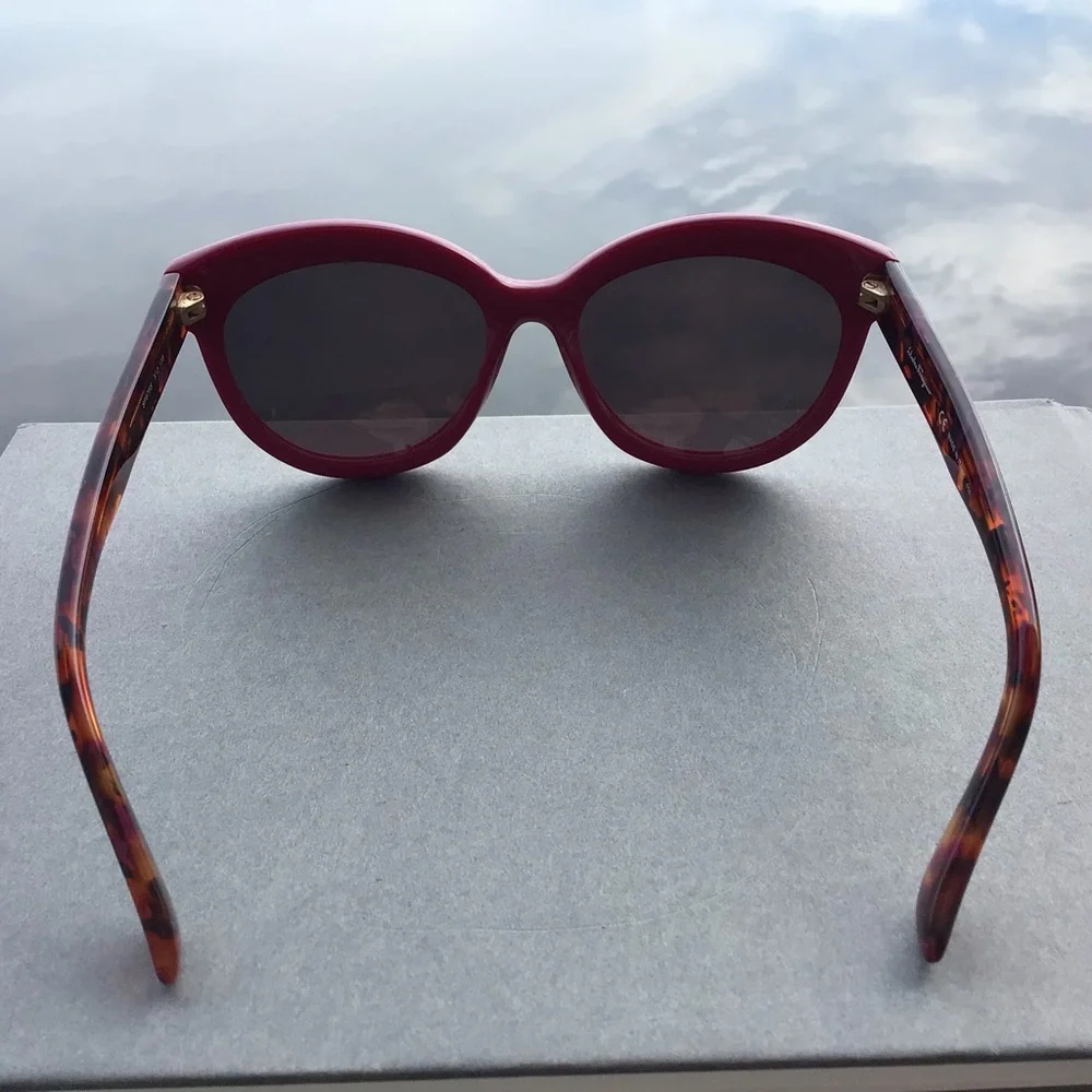 Salvatore Ferragamo Women's Maroon Cateye Sunglasses SF675S 512 with Case